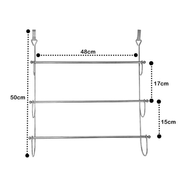 Dyzi 3 Tier Over Door Towel Rail Hanger Stainless Steel Chrome Finish