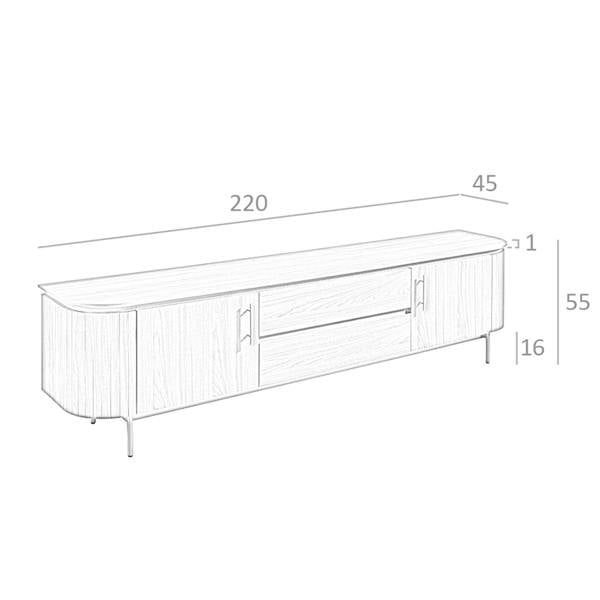 Angel Cerdá TV Stand Walnut and Golden Polished Steel 3227