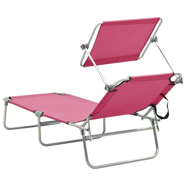 Berkfield Folding Sun Lounger with Canopy Steel Magento Pink