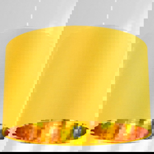 Contemporary Ochre Cotton 14" Table/Pendant Lamp Shade with Shiny Gold Inner Image 7