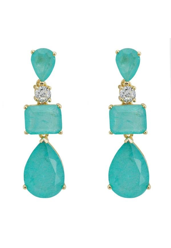 Teal gemstone drop earrings.
