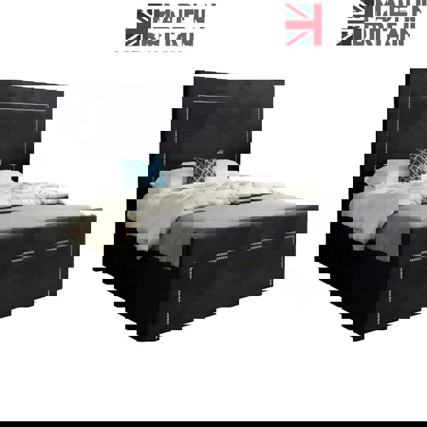 Casa Magna Lucca Upholstered Soft Velvet Bed Frame - Black