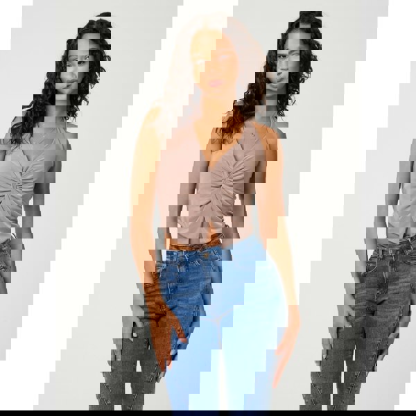 Pink Vanilla Knot Front Halter Top