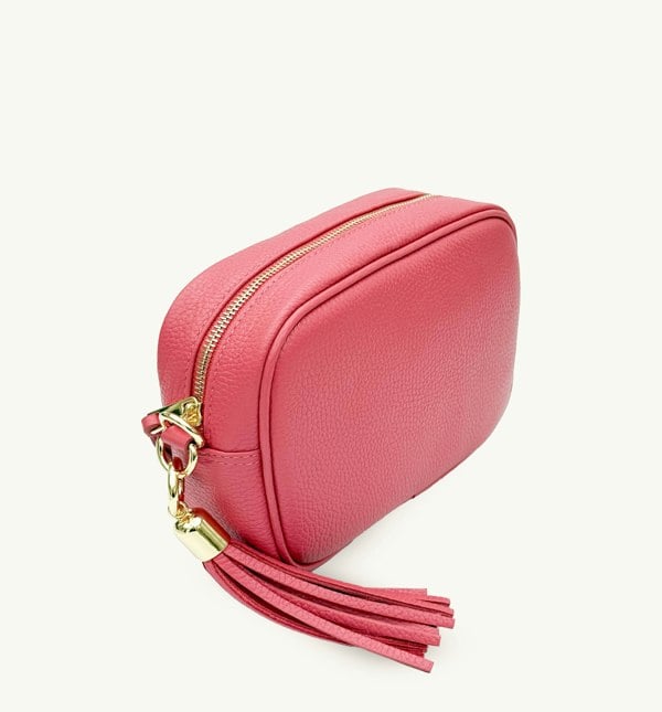 Apatchy London The Tassel Raspberry Leather Crossbody Bag