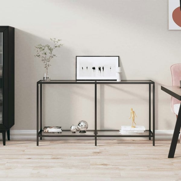 Berkfield Console Table Transparent 140x35x75.5 cm Tempered Glass