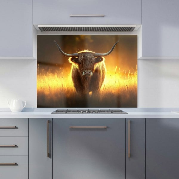 Warren Reed - Designer Highland Cow Sunset Kitchen Splashback