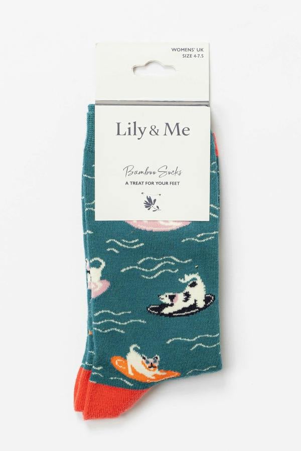 Lily & Me Bowie The Surf Dog Bamboo Socks And Decoration Giftbox