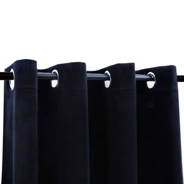 Berkfield Blackout Curtains with Rings 2 pcs Velvet Black 140x225 cm