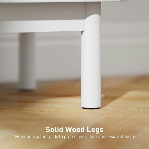 Wyld Haus Luna White Wooden Rattan Bedside Table With Door