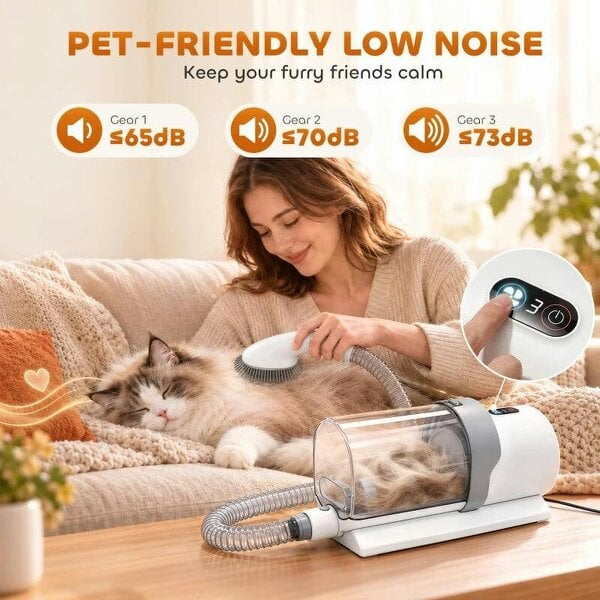 Dog Grooming Kit with 10Kpa Vacuum, 2.5L Dog Vacuum Groomer & Clipper, 5 in 1 Pet Grooming Kit, Low Noise 65dB