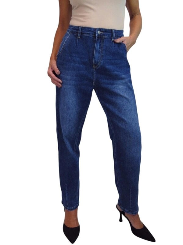 Paulo Due Women's High Waist Balloon Barrel Leg Stretch Denim Jeans