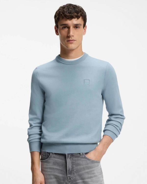 BOSS Orange Kanovano Mens Crew Neck Jumper - Light/Pastel Blue 458