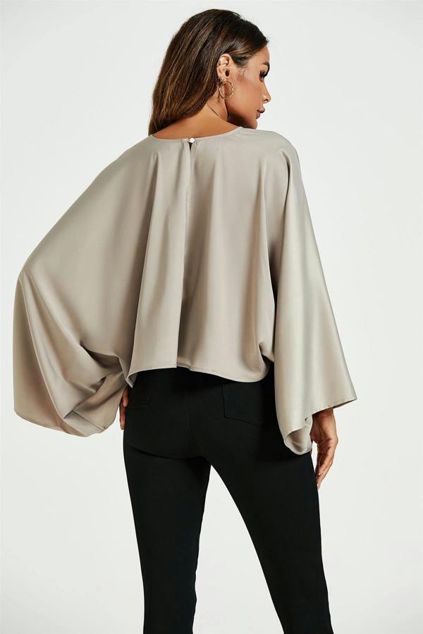FS Collection Satin Loose-Fit Crop Top In Mink