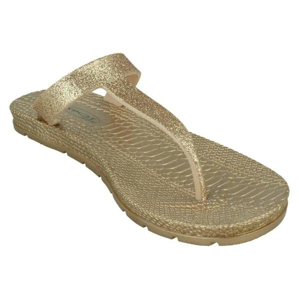 Spot On Ladies Spot On Flat Toepost Flip Flops F00376