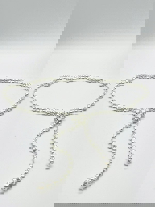 SVNX Bee Pearl Chain Belt In Silver