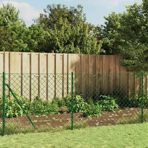 Berkfield Chain Link Fence Green 0.8x10 m
