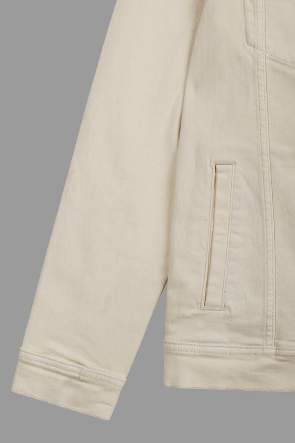 ENORSIA Men's Ecru White Classic Denim Jacket