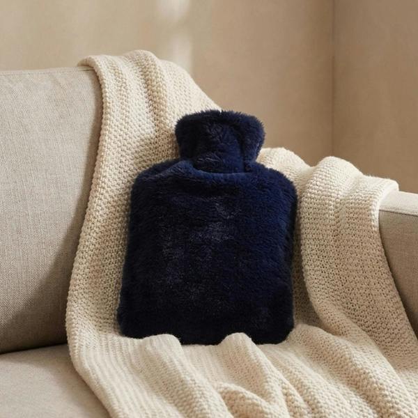 Garden Greatness Navy Faux Fur Muff Hot Water Bottle