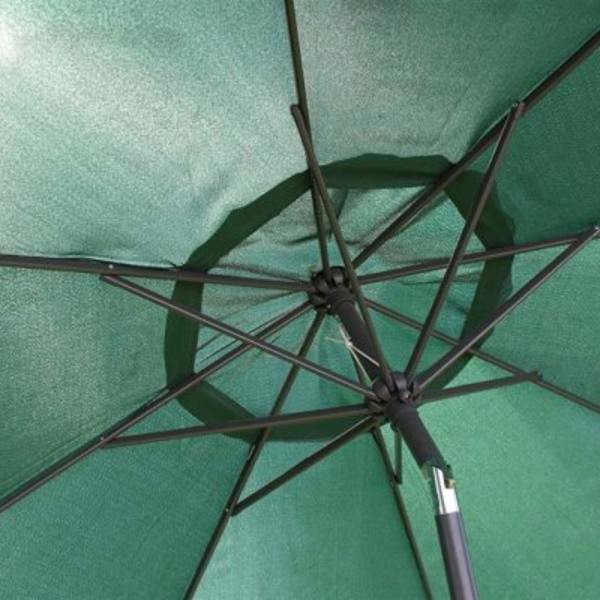 The Garden Marketplace 2.7m Wide Green Garden Parasol Umbrella with Tilt and Crank, 180g Fade Resistant Polyester Canopy with Wind Vent
