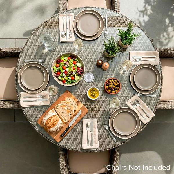 Dellonda Chester Rattan Wicker Outdoor Dining Table with Tempered Glass Top - DG67