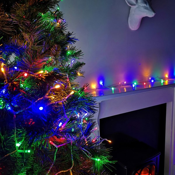 Samuel Alexander 200 LED 16m Premier Christmas Outdoor 8 Function Lights Clear Wire in Multicoloured