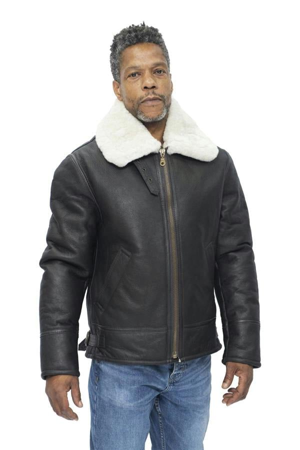 Infinity Leather Mens B3 WW2 Leather Sheepskin Aviator Flying Jacket-Hartland