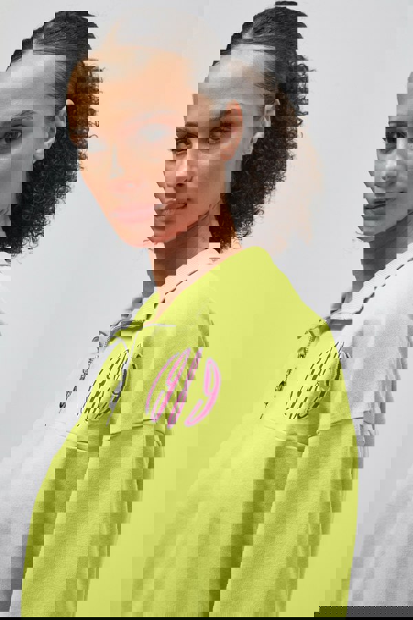 ENORSIA Half Zip High Neck Embroidery Sweatshirt