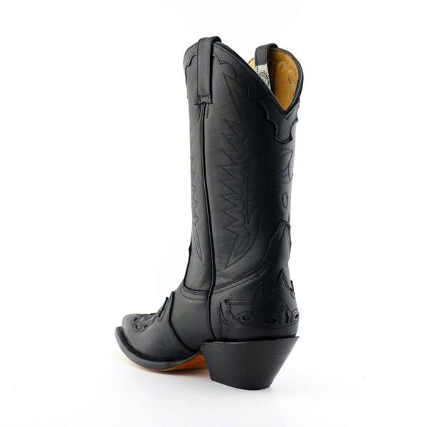 Grinders Unisex Black Leather Cowboy Boots-Arizona HI