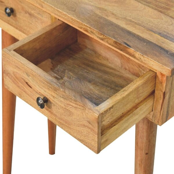 Wyld Haus Parma Mini Oak Mango Wood Hallway Console Table 2 Drawers