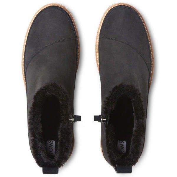 TOMS MARLO Womens Suede Sawtooth Sole Boots Black