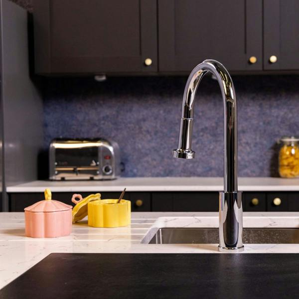 Flode Runda | Kitchen Sink Mixer with Pull out Spray | Chrome | Round Head