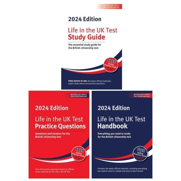 Life In The UK 2024 The British Citizenship Test 3 Book Set - Practice Questions, Study Guide