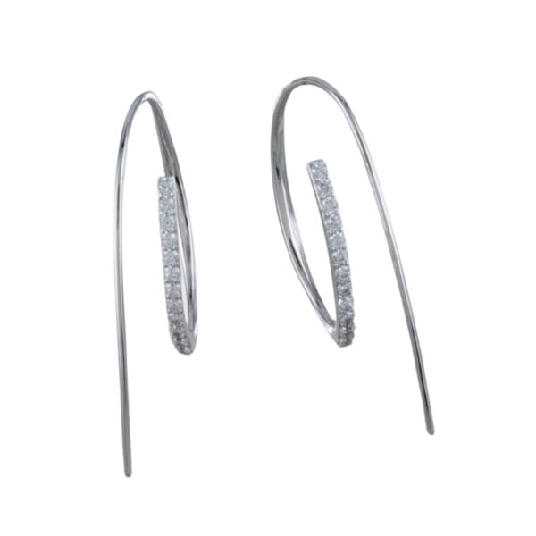 Sterling Silver Pavé 'Loop the Loop' Pull Through Earrings - Reeves & Reeves