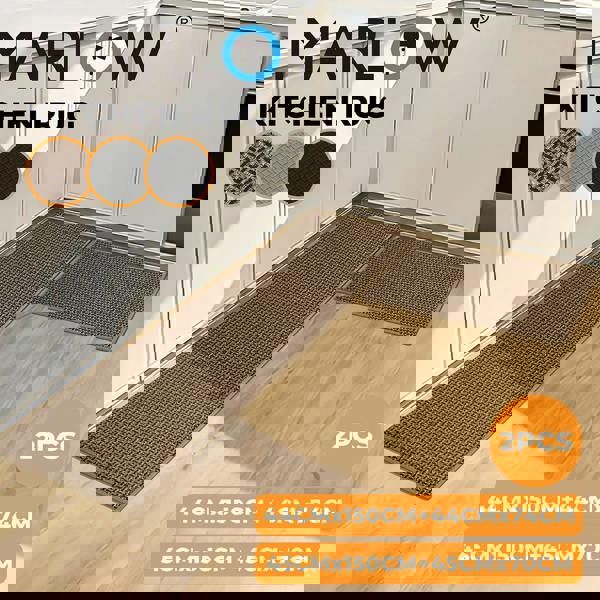 Marlow 2 Piece Kitchen Mat Runner Set Non-slip Washable Anti Fatigue Floor Mats