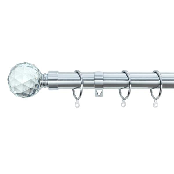 A.Unique Home Gem Crystal Ball Metal Extendable Curtain Pole with Rings and Fittings, In a Variety of Colours and Sizes (25/28mm)