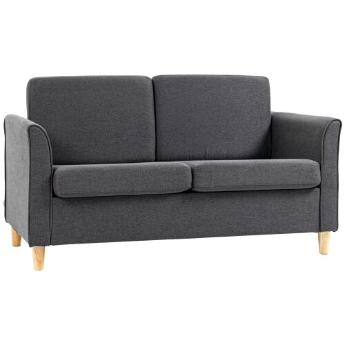Wyld Haus Sono Dark Grey Compact 2 Seater Sofa With Wooden Legs And Armrests