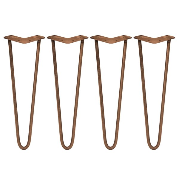 SkiSki 4 x 16" Hairpin Legs - 2 Prong - 10mm - Antique Copper