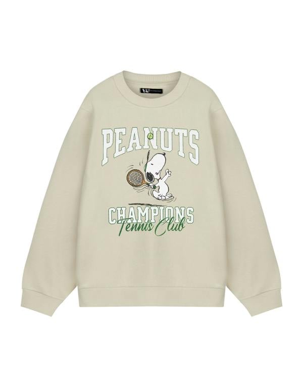 Peanuts Snoopy Unisex Beige Tennis Sweatshirt