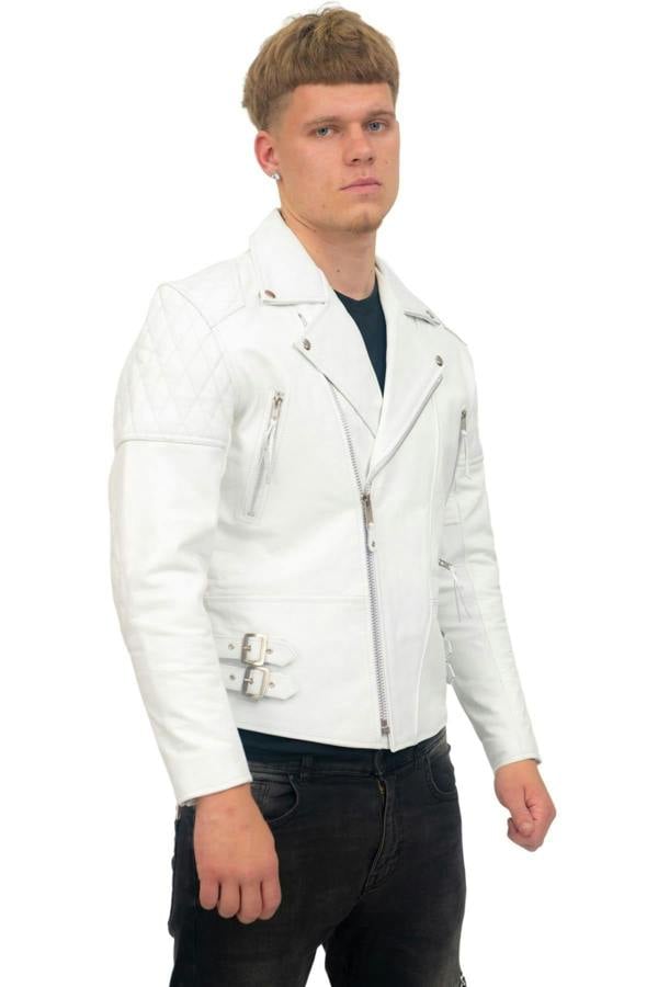 Infinity Leather Mens Cowhide Leather Biker Jacket-Nassau