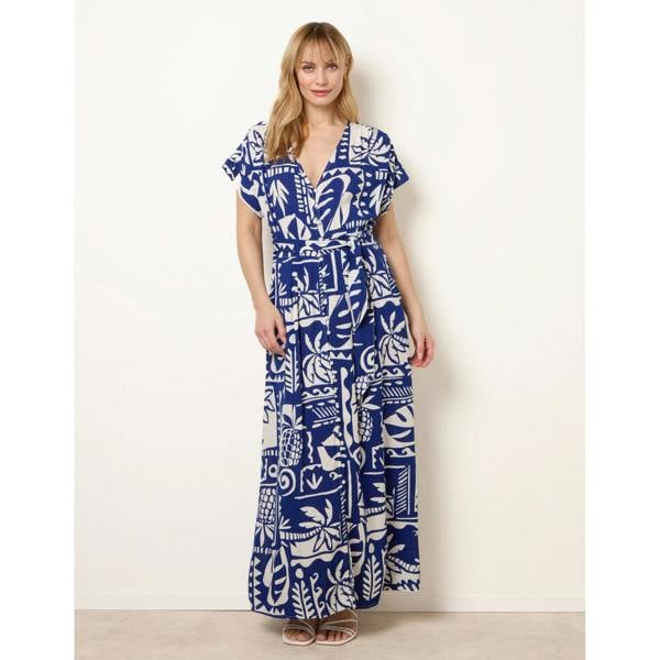 Blue Vanilla Tropical Block Print Dress