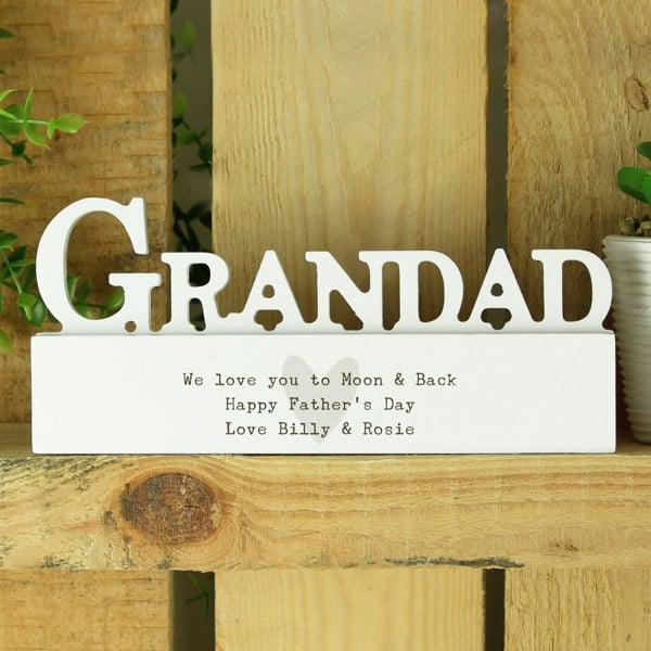 Personalised Memento Company Personalised Free Text Heart Wooden Grandad Ornament