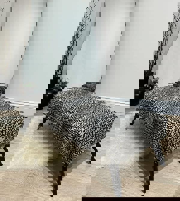 Premium nubani leopard pattern fabric footstool pouffe coffee table - ISTOOLS