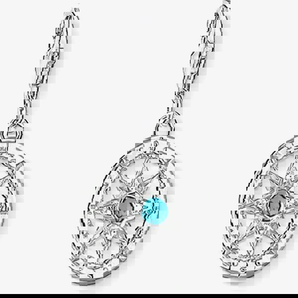 THOMAS SABO Silver Pavé Synthetic Turquoise Compass Charm 1228-405-17