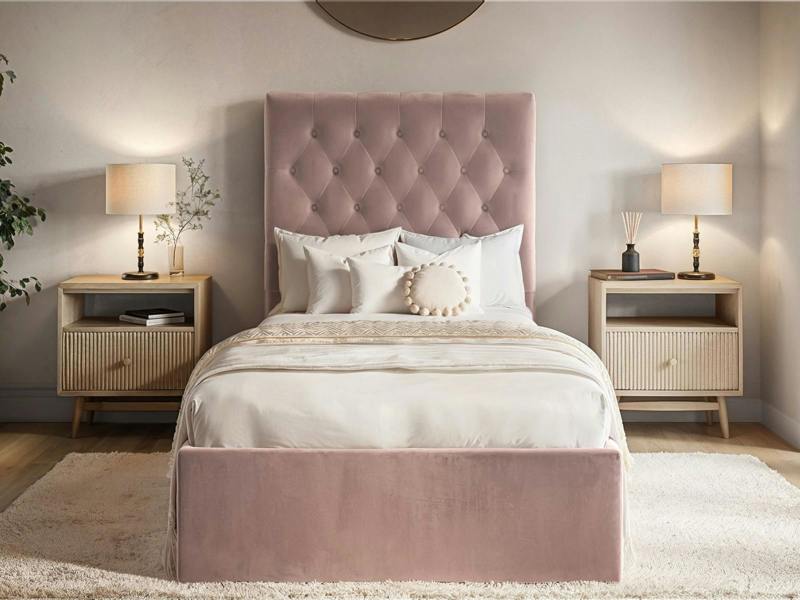 Flair Milan Single Velvet Ottoman Bed