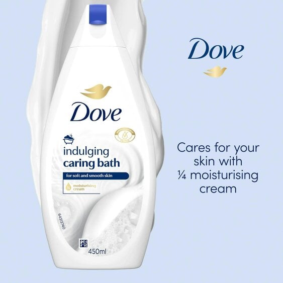 Dove Caring Bath Indulging Cream Bath Soak with 1/4 Moisturising Cream, 4x450ml