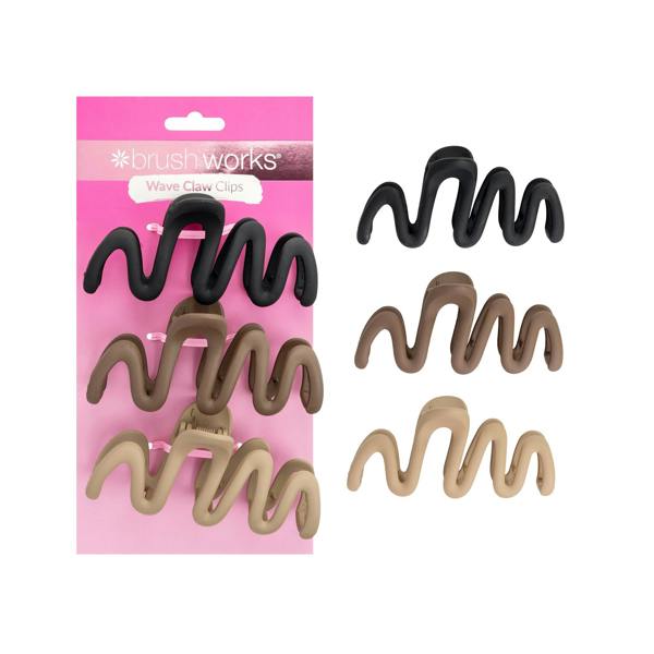 Brushworks Wave Claw Clips - 3 Pack