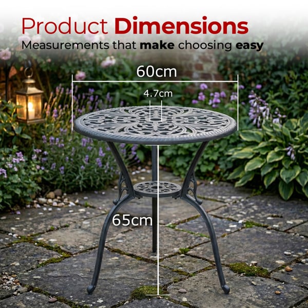 Centurion Supports BANGUI Grey Garden and Patio Cast Aluminium Bistro Table
