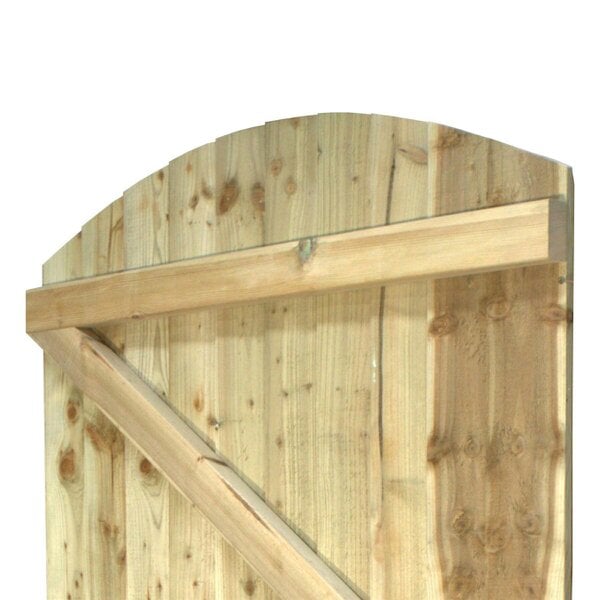 Premier Garden Supplies Arch Top Wooden Garden Gate H:6ft x W:2.5-4.5ft Feather Edge Semi-Braced Heavy Duty Treated Door for Home Entrance & Sheds - Wooden Garden Gate - Pressure Treated (Tanalised) - Height: 6ft (180cm) x Width: 105cm