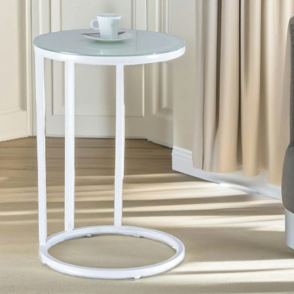 Rafaelo Mobilia Round C Shaped Side Table White