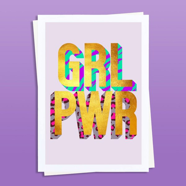 Hands & Hearts Girl Power golden words art print